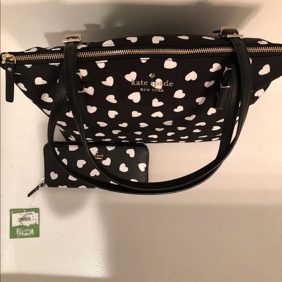 Kate spade heart nylon tote and leather wallet!! - Picture 3 of 5